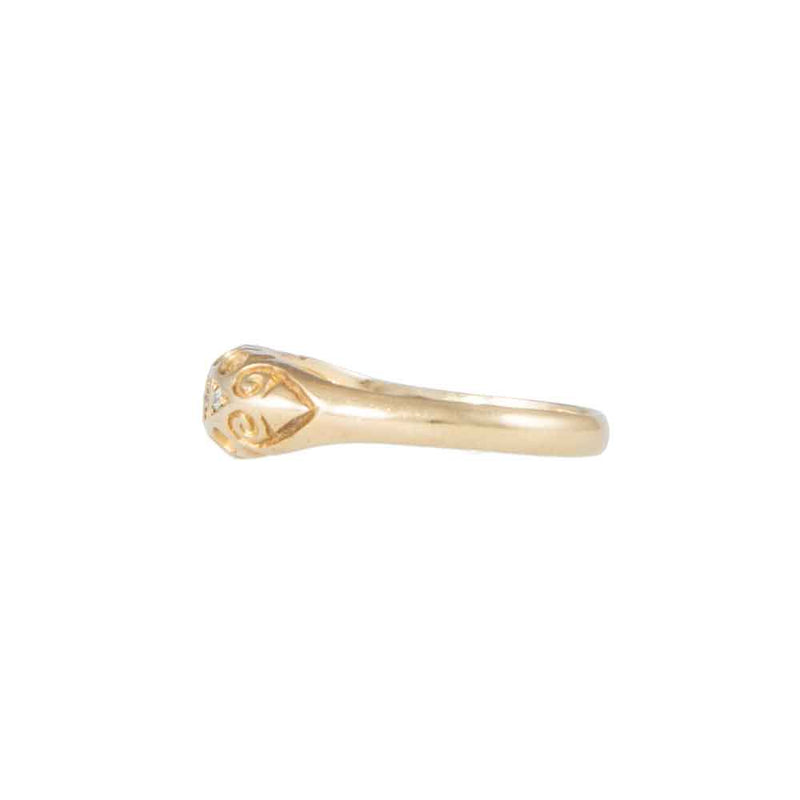 Side View of Antique 18ct Yellow Gold 5 Stone Diamond Ring