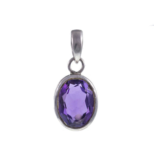Large Vintage Synthetic Oval Amethyst Pendant Face On