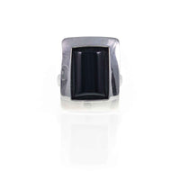 Face on view of Vintage Minimalist Black Onyx 925 Silver Statement Ring