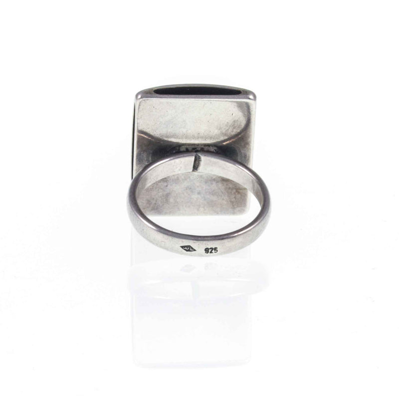 Marks on Vintage Minimalist Black Onyx 925 Silver Statement Ring
