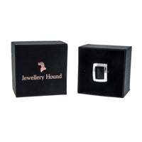 Vintage Minimalist Black Onyx 925 Silver Statement Ring in Jewellery Hound Box