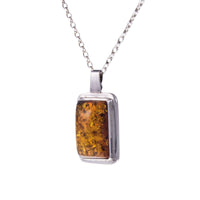 Modernist Vintage Imported Silver Amber Pendant and Chain - Jewellery Hound Vintage Jewellery