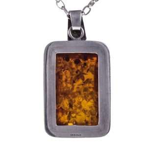 Back of Modernist Vintage Imported Silver Amber Pendant and Chain