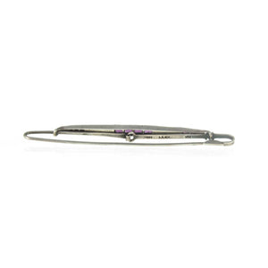 German Made Art Deco Silver Purple & Clear Paste Bar Brooch 05