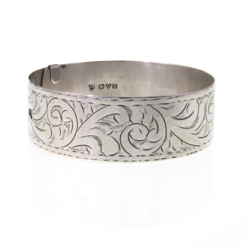 Engraved Sterling Silver 925 Expandable Bangle 004
