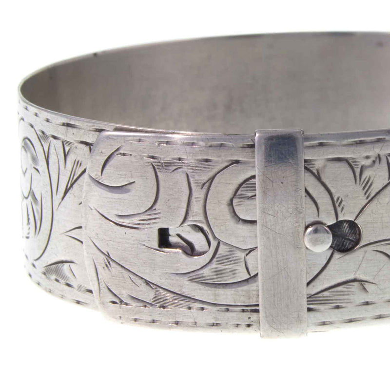 Engraved Sterling Silver 925 Expandable Bangle - Close up