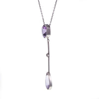 Antique Amethyst and Seed Pearl Silver Lavaliere Drop Necklace