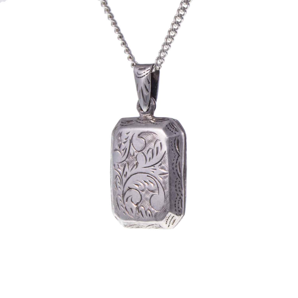 Vintage Etched Sterling Silver Locket