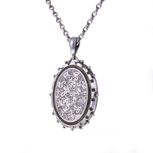 Large Victorian Engraved Silver Oval Locket