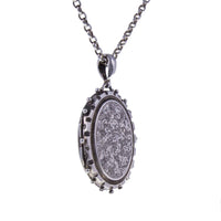 Large Victorian Engraved Silver Oval Locket - Angle
