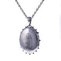 Large Victorian Engraved Silver Oval Locket - Back