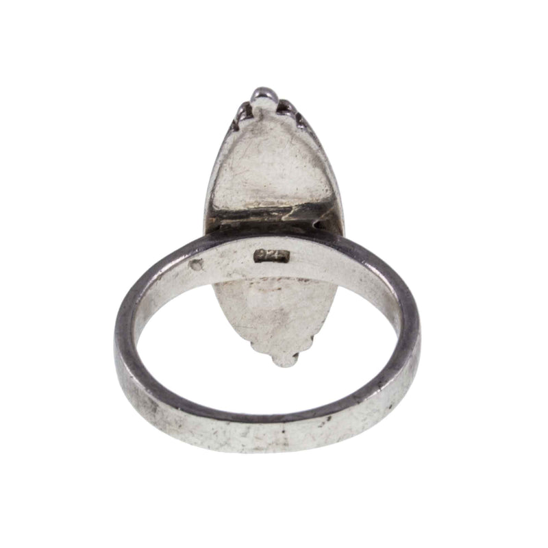 Back of Vintage Boho Style Black Onyx Silver Ring