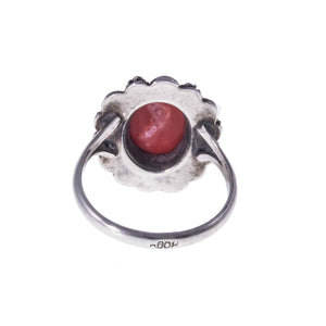 Boho Style Vintage Silver & Coral Ring Back