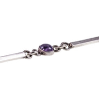 Dainty Cabochon Amethyst Silver Bracelet with Silver Shell Charm