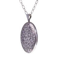 Vintage Engraved Silver Oval Locket - Jewellery Hound