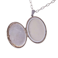 Vintage Engraved Silver Oval Locket - Jewellery Hound - Open