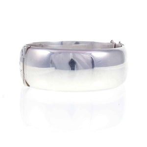 Vintage Sterling Silver Engraved Hinged Bangle - 1957