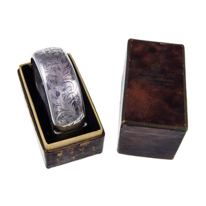 Vintage Sterling Silver Engraved Hinged Bangle - 1957