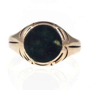 Antique 18ct Gold Bloodstone Signet Ring - Charles Green - Close Up