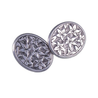 VAntique Victorian Engraved Silver Cuff Links. 1885 - Close Up-  Jewelleryhound.com