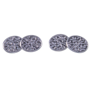 Antique Victorian Engraved Silver Cuff Links. 1885 - Jewelleryhound.com