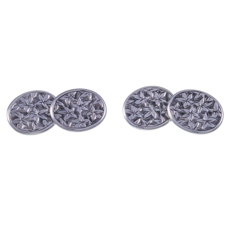 Antique Victorian Engraved Silver Cuff Links. 1885 - Jewelleryhound.com