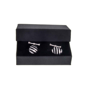 Vintage Solid Silver & Onyx Striped Cuff Links Jewelleryhound Boxed