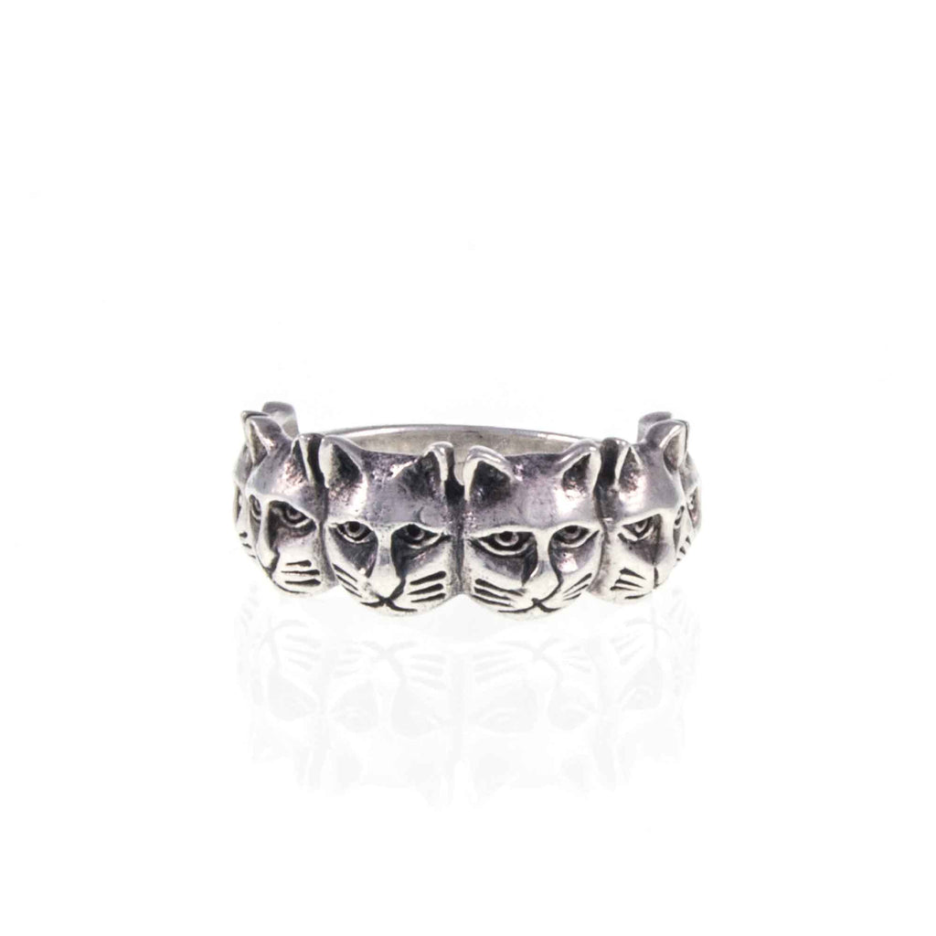 Vintage Silver Cat Ring - Jewellery Hound
