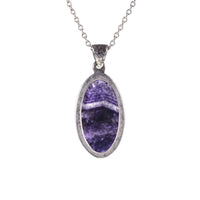 Back of Vintage Blue John Oval Silver Pendant