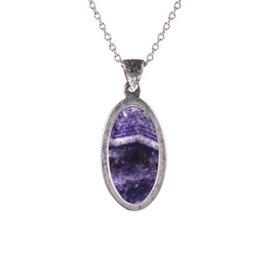 Back of Vintage Blue John Oval Silver Pendant