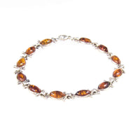 Vintage European Silver Baltic Amber Linked Bracelet