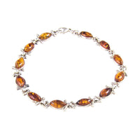 Vintage European Silver Baltic Amber Linked Bracelet