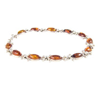 Vintage European Silver Baltic Amber Linked Bracelet