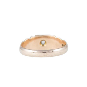Back View Dainty Antique 9ct Rose Gold Star Set Diamond Signet Ring