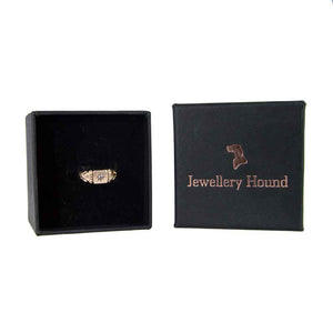 Boxed Dainty Antique 9ct Rose Gold Star Set Diamond Signet Ring