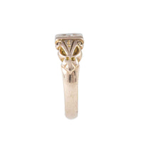 Standing Side View of Dainty Antique 9ct Rose Gold Star Set Diamond Signet Ring