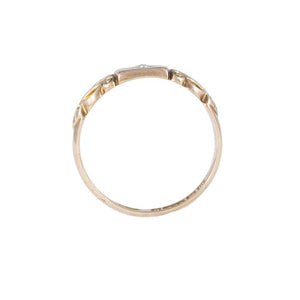 Flat View Dainty Antique 9ct Rose Gold Star Set Diamond Signet Ring