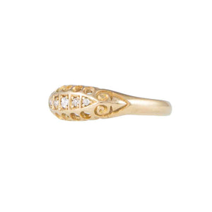 Angle View of Antique 18ct Yellow Gold 5 Stone Diamond Ring