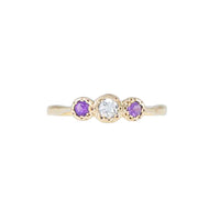 Vintage Amethyst and Diamond Three Stone Ring