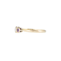 Side View of Vintage Amethyst and Diamond Three Stone Ring