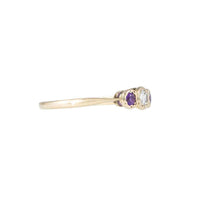 Other Side View of Vintage Amethyst and Diamond Three Stone Ring