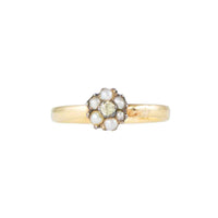 Victorian 22ct Gold Pearl & Citrine Daisy Cluster Ring