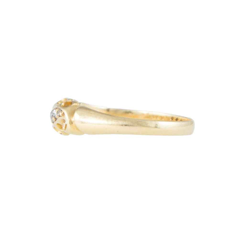 Side View of Edwardian 18ct Yellow Gold 5 Stone Diamond Ring