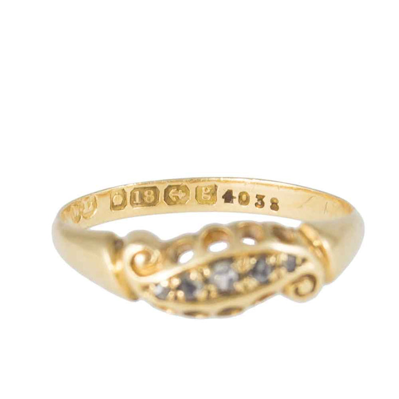 Hallmark of Edwardian 18ct Yellow Gold 5 Stone Diamond Ring