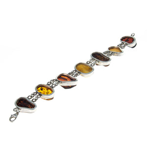 Chunky Vintage Multi Coloured Amber Chain Linked Bracelet 02