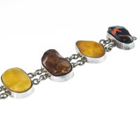 Chunky Vintage Multi Coloured Amber Chain Linked Bracelet 04