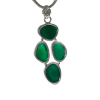 Vintage Faceted Emerald Green Onyx Pendant and Chain 03