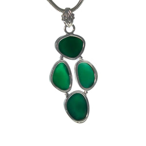 Vintage Faceted Emerald Green Onyx Pendant and Chain 03