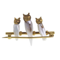 18ct Gold Ruby & Pearl Owl Brooch. c.1900 from Behind
