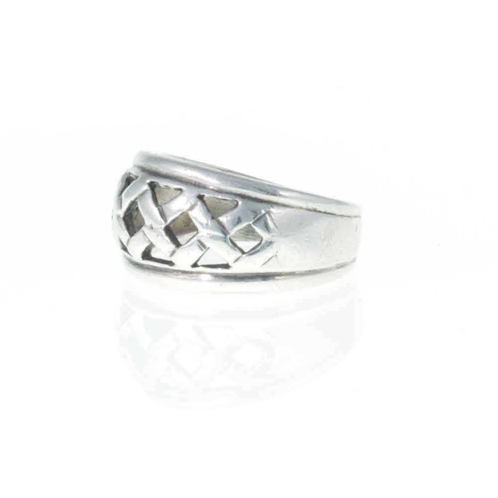 Vintage Open Work Basket Weave Celtic Design Ring Side View